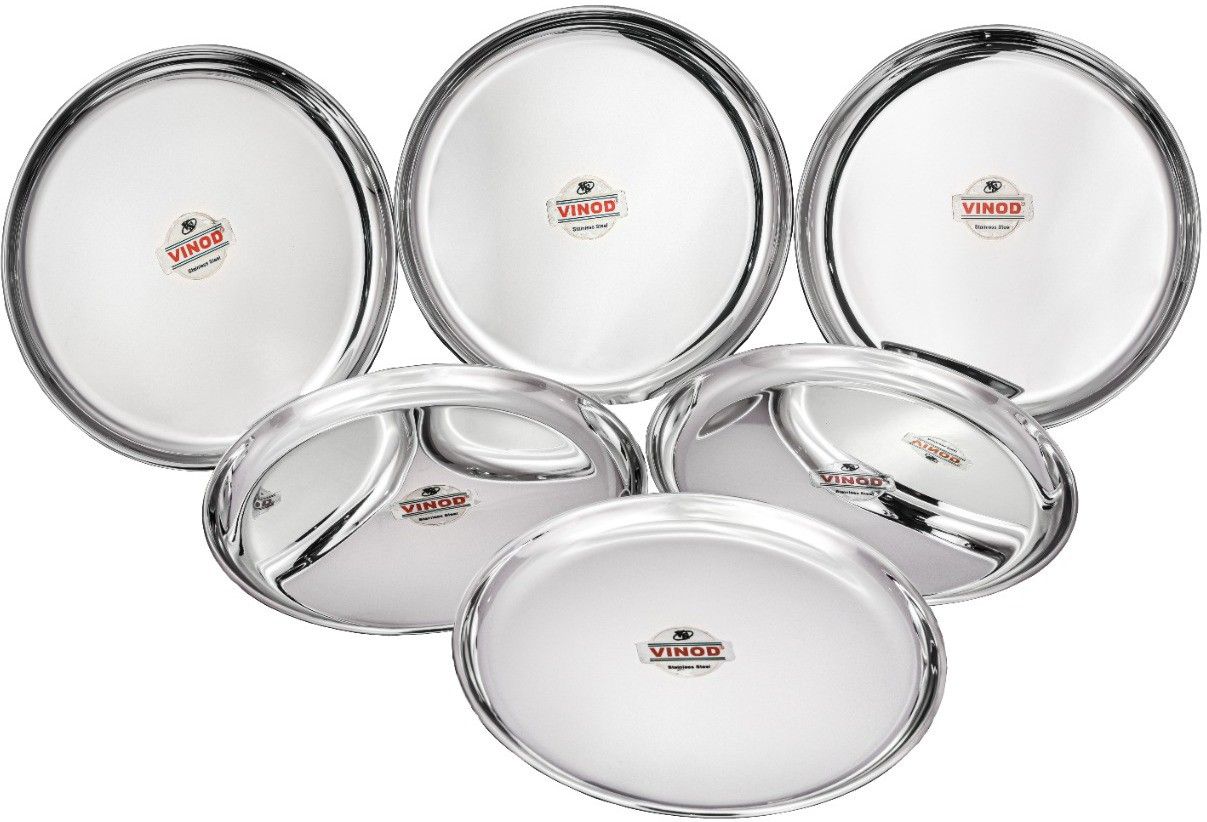 Mirror Finished Bangla Bogi Steel Quarter Plate (Dia-18.8cm, 7.5 inch) Pack of 6 Dinner Plate-image-32