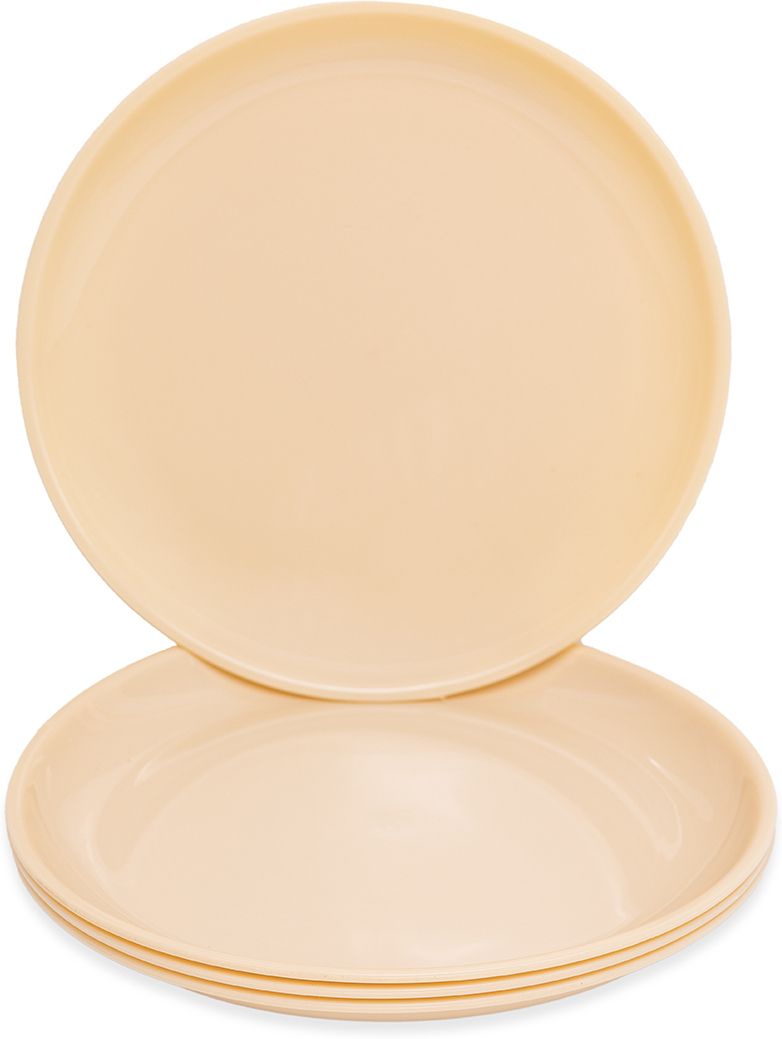 Beige 11 Inch Round Plastic Dinner Plate-image-13