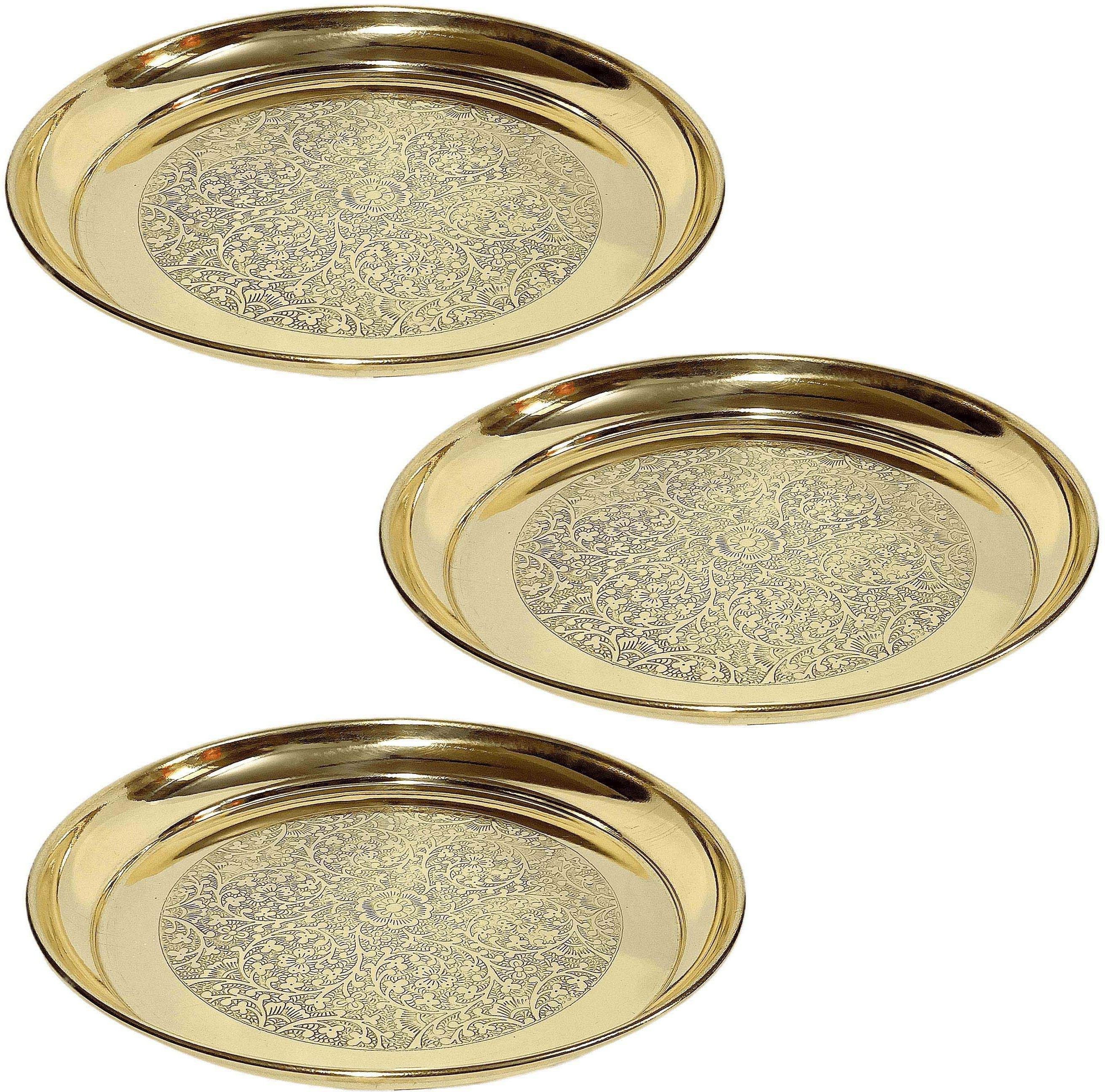 Brass Dinner Quarter Plate/Thali For Pooja & Dining ,8 INCH [ 20 cm ] - 3 Pieces Quarter Plate-image-20