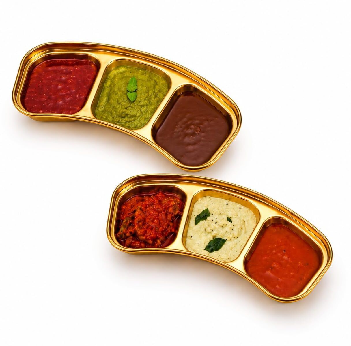3 Compartment Stainless Steel Sauce Dish Chutney Plate-image-31