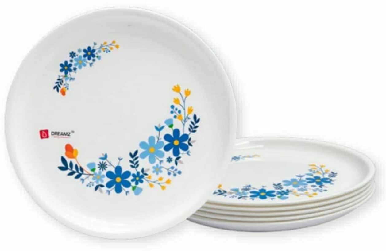 Plastic Printed Bpa Free Full Round Plates For Dinner (Pack Of 6) Dinner Plate-image-2