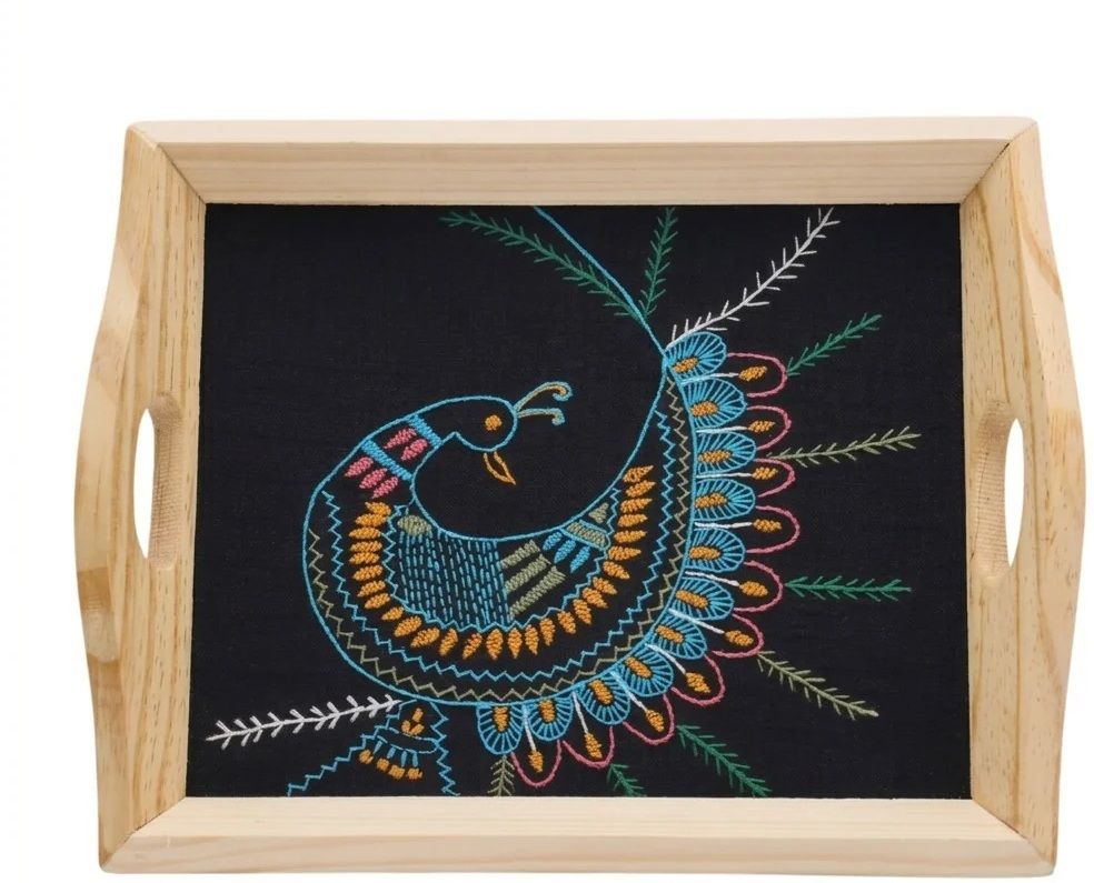 TRAY SMALL PEACOCK EMB BLUE PINE WOOD Tray-image-33