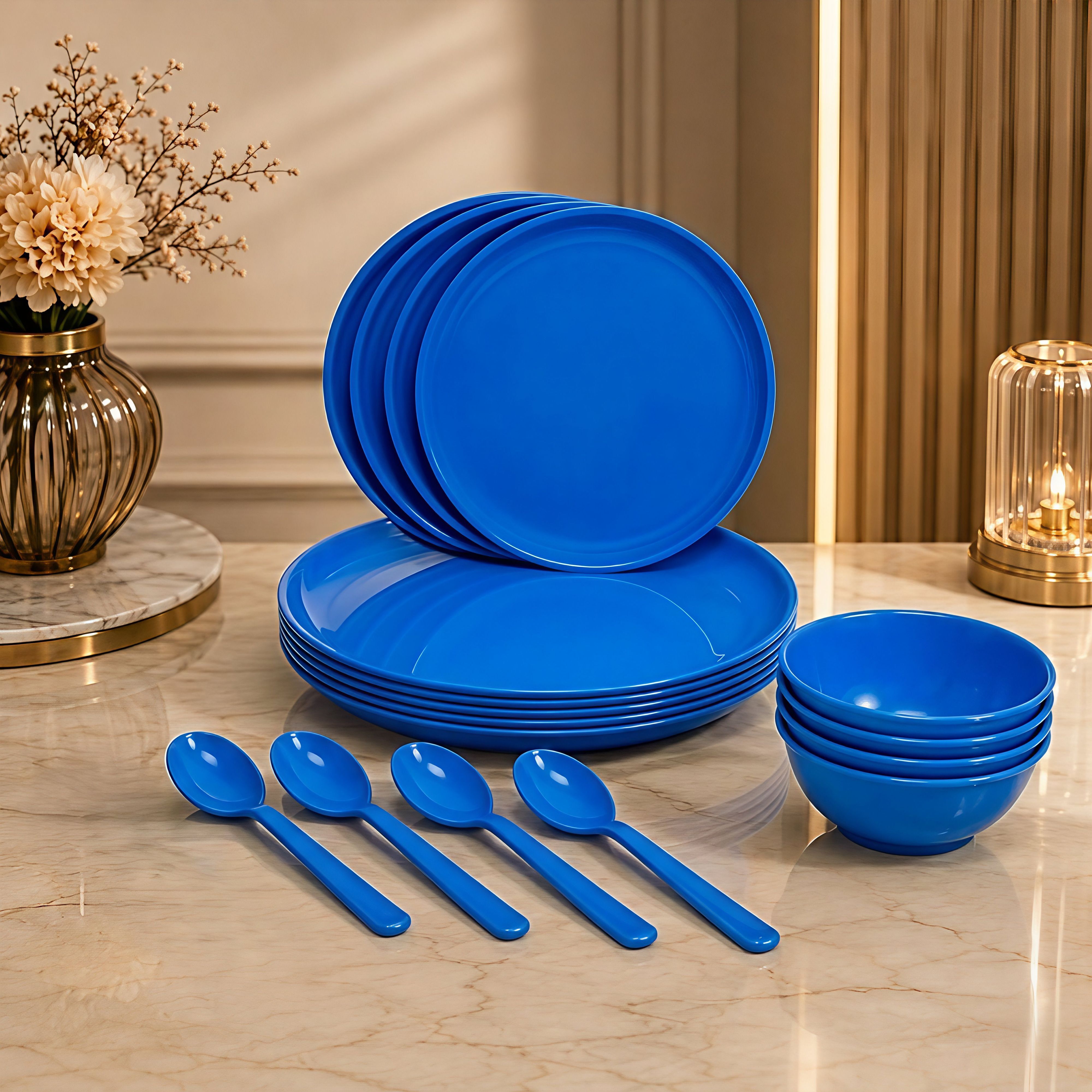 Plastic Dinner Set | BlueCrockery Set for Home Use Dinner Plate-image-20