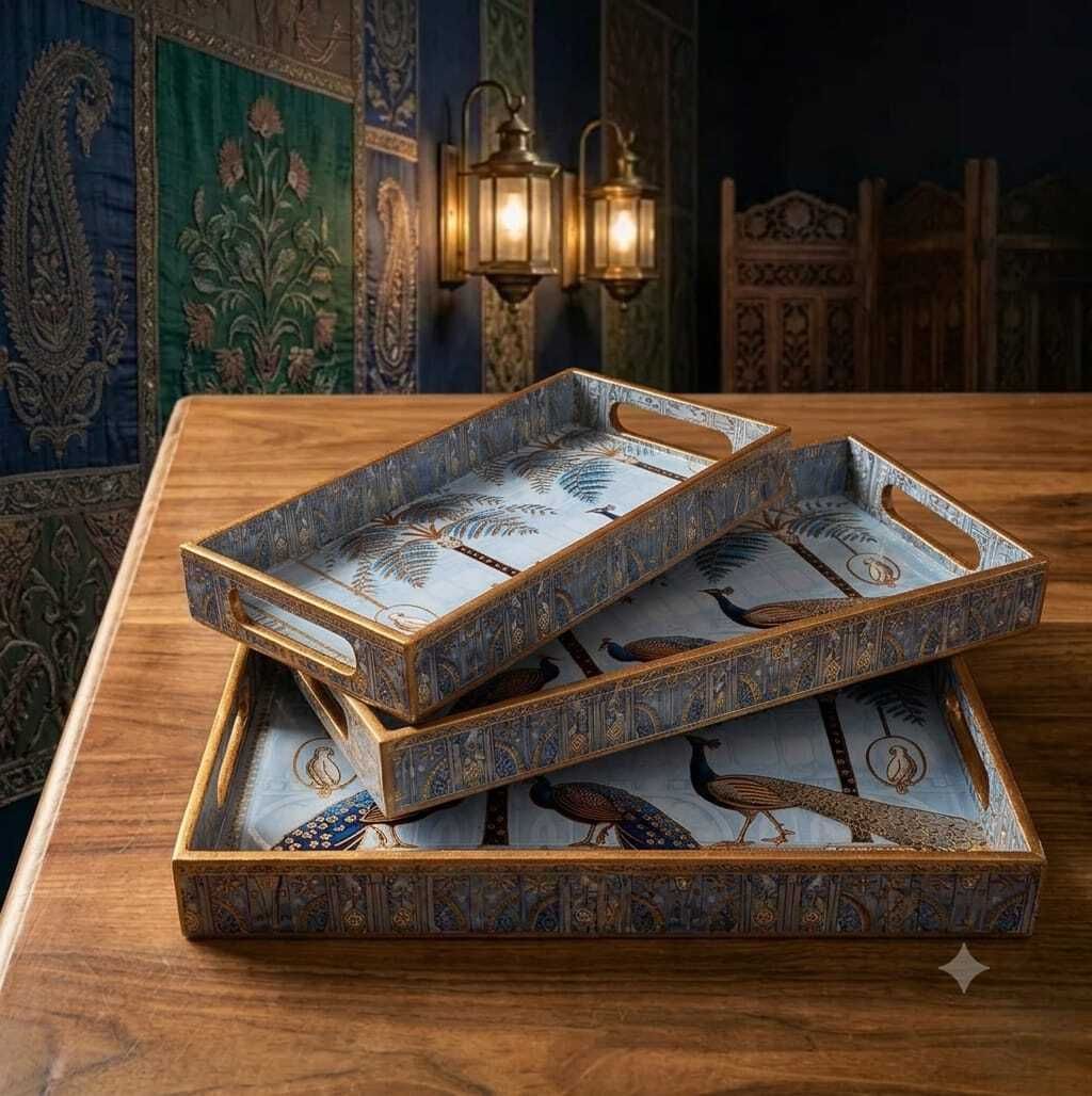 impresson handicraft Wooden Serving Tray Set of 3 Decorative Tea Coffee Tray | Breakfast Tray Tray-picture-11