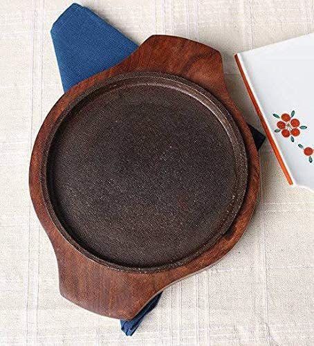 craftsexport Cast Iron Sizzler Tray Brownie Plate with Wooden Base 7Inches (Sheesham) Sizzler Tray-picture-28