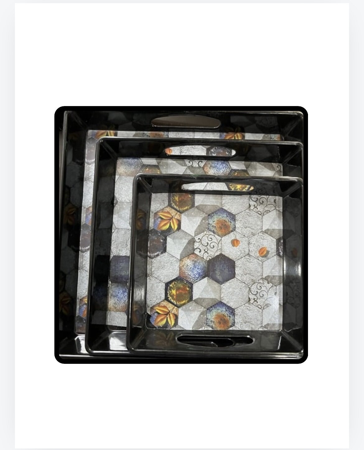 dinebest Black Serving Square Tray, Modern & Elegant Finish Design Tray. ( Pack of 3) Tray image 1