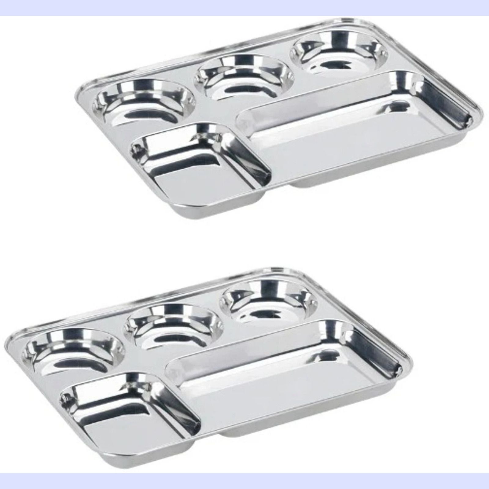 shain g Premium Stainless Steel Compartment Thali Plate Set Pack of 2 for Dining Dinner Plate-picture-24