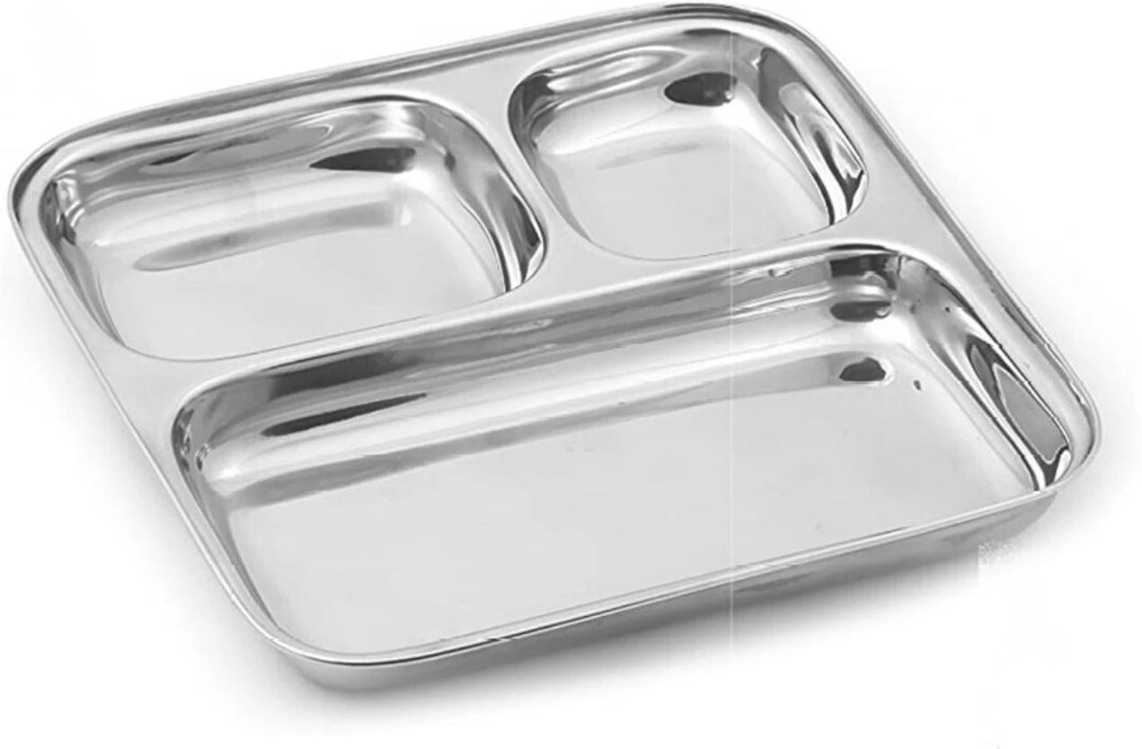 kitchencrash Stainless Steel Pav Bhaji plate Sectioned Plate-picture-36