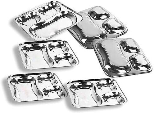 gatistavam 3 in 1 Pav Bhaji & Snack Plate with 3 Compartments – Durable Design Dinner Plate image 1