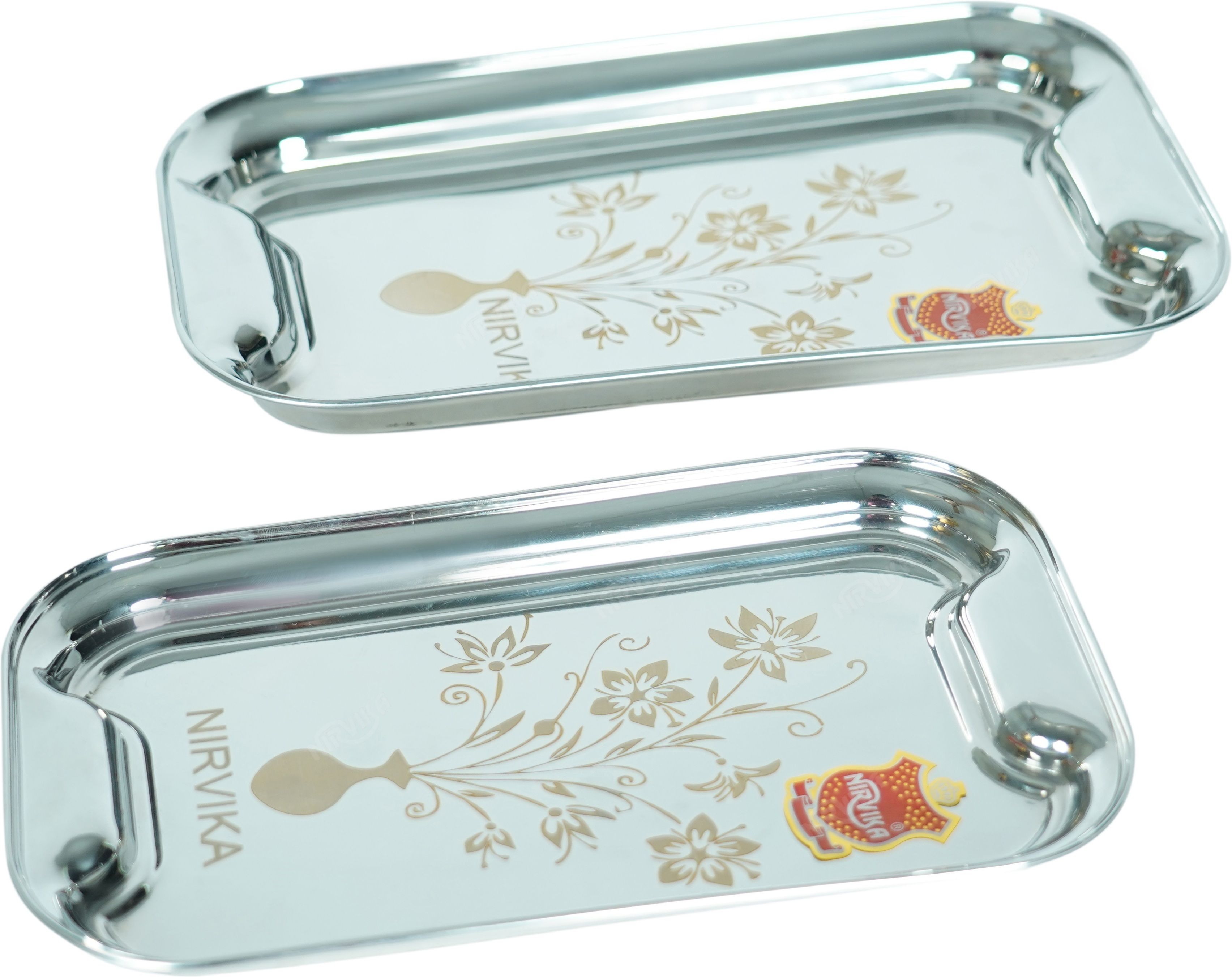 nirvika Stainless Steel Serving Tray Multipurpose Tray Dish Set of 2 Tray-picture-16