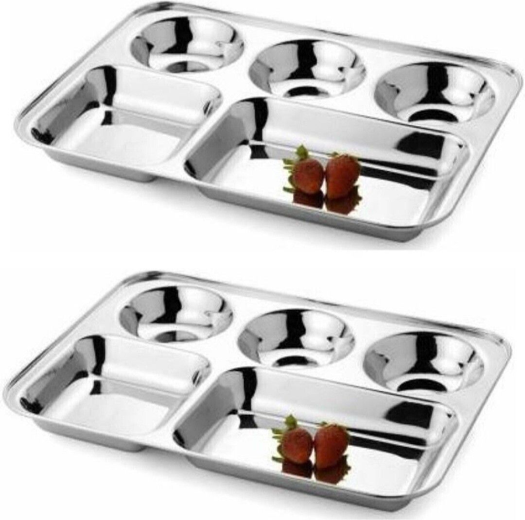 BHOJAN THALI SET OF 2 PIECES 5 COMPARTMENTS EACH Dinner Plate