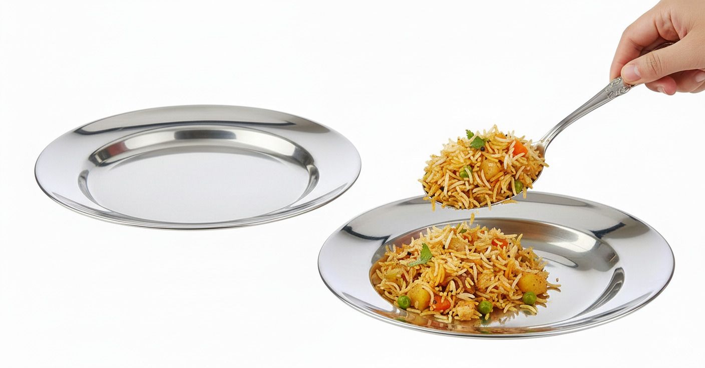 Soup Plate - Plain - Stainless Steel - Large - 26cm - Pack of 2 Dinner Plate-image-44