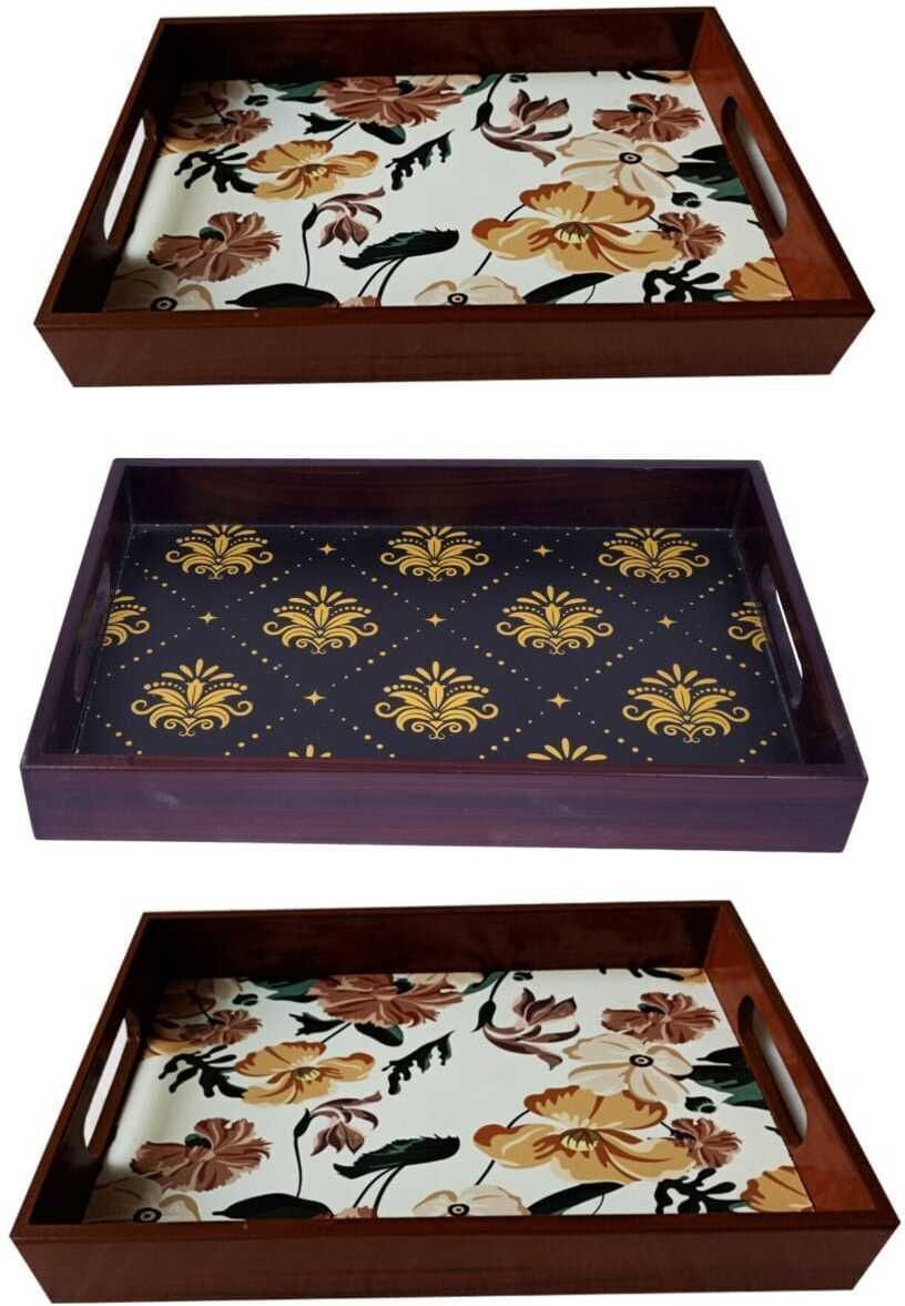Wooden Tray set of 3 for serving Tea/coffee/snacks AHS-TRAY005_1310 H187_1407 Tray-image-7
