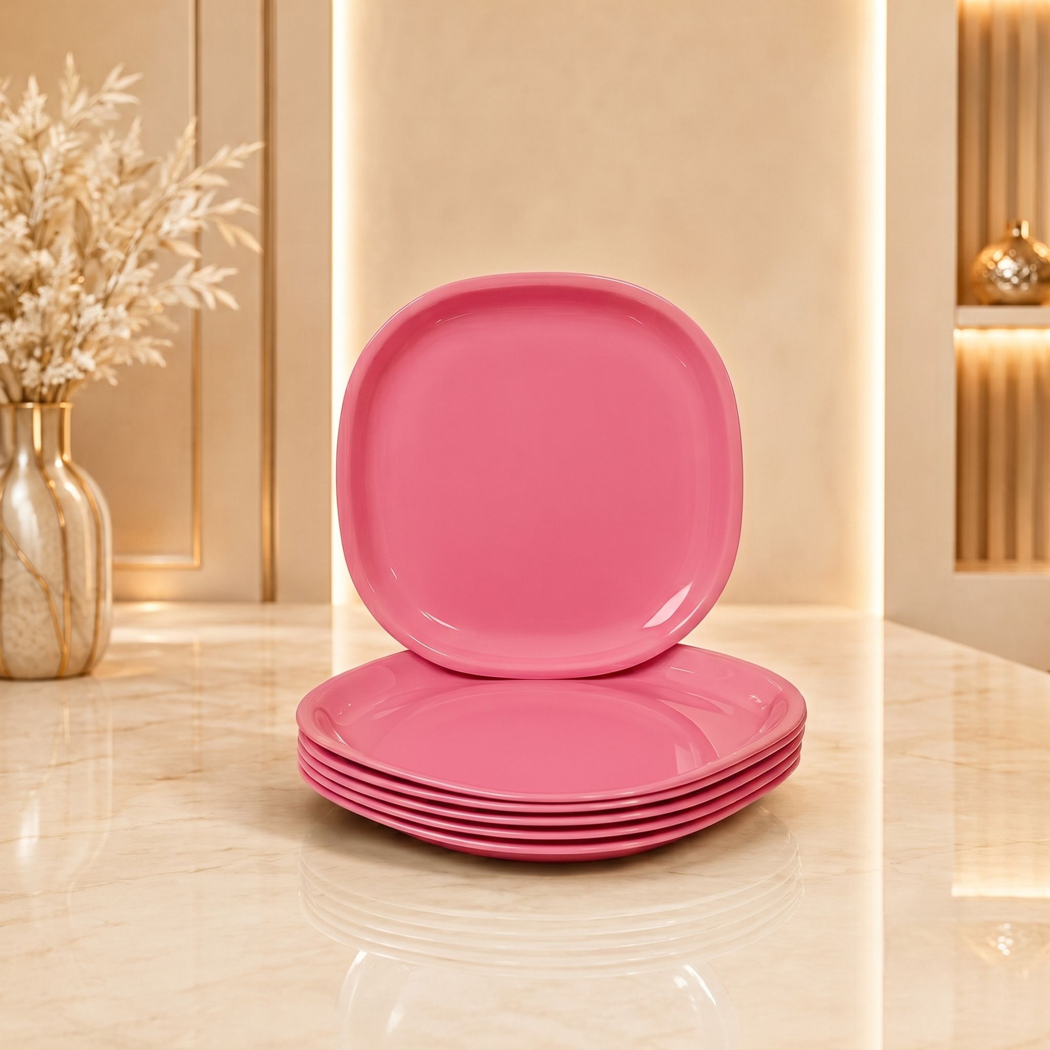 gulaab by gpe Square Plastic Plate 8 Inch Elegant Kitchen Tableware Rice Plates-picture-29