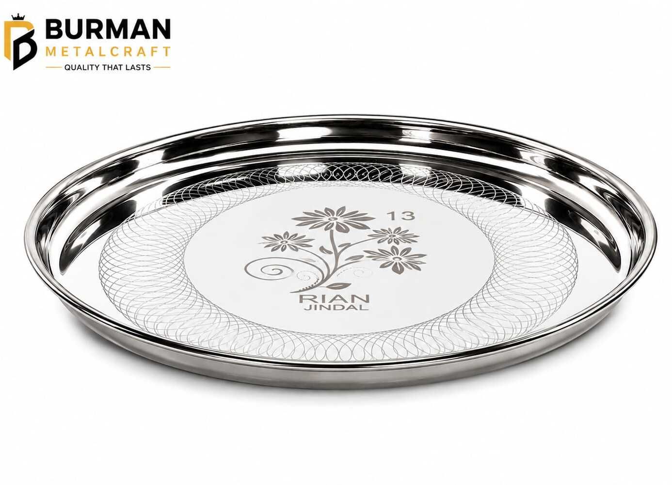Stainless steel Dinner plate (size - 13 inch) Dinner Plate-image-10
