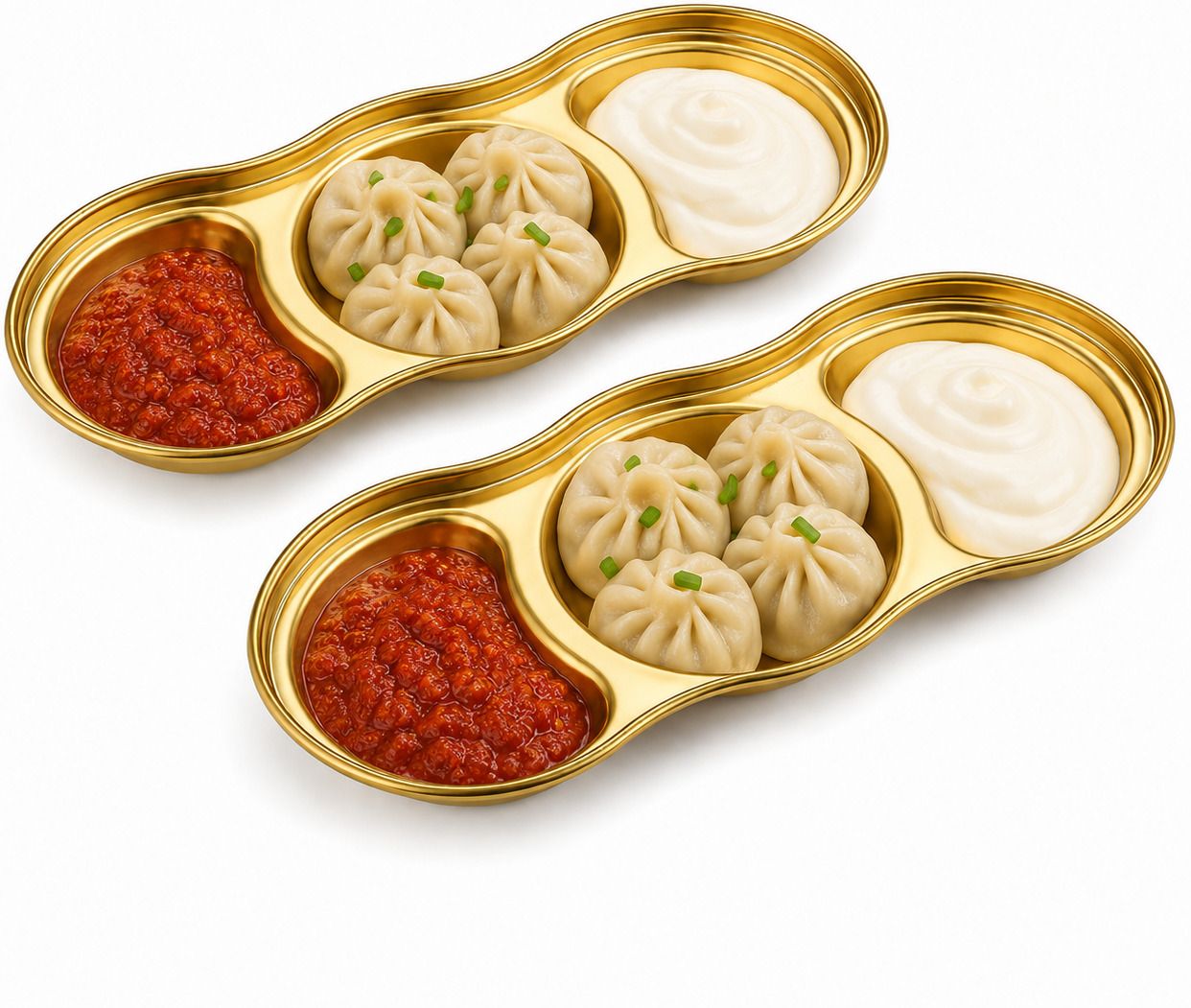 valajogi 3 Grid Sauce Dish Set of 2 for Momos Sushi Snacks Chutney Pickle Serving Plate Chip & Dip Tray-picture-13