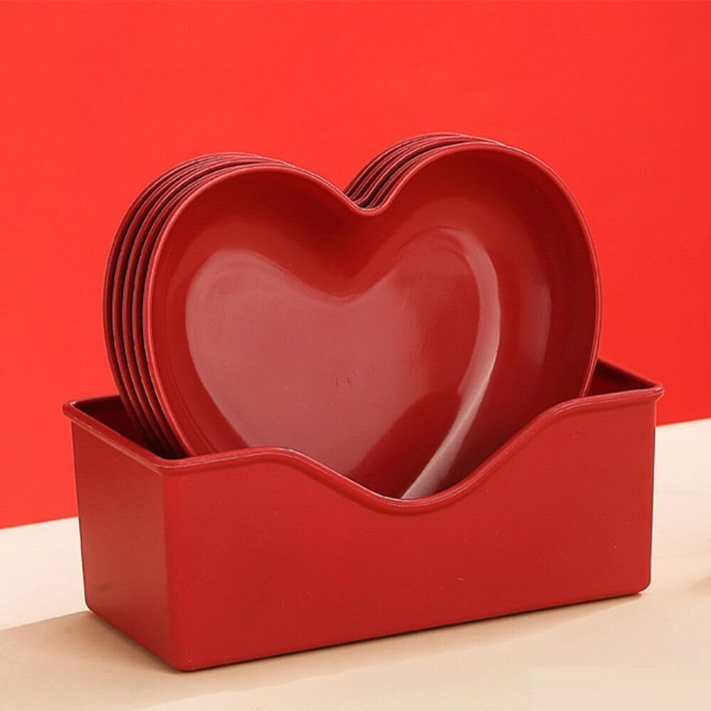 Heart Shape Dessert|Appetizer|Salad|Snack Plastic Plates-Party,Serving,Dinner. Quarter Plate-image-42