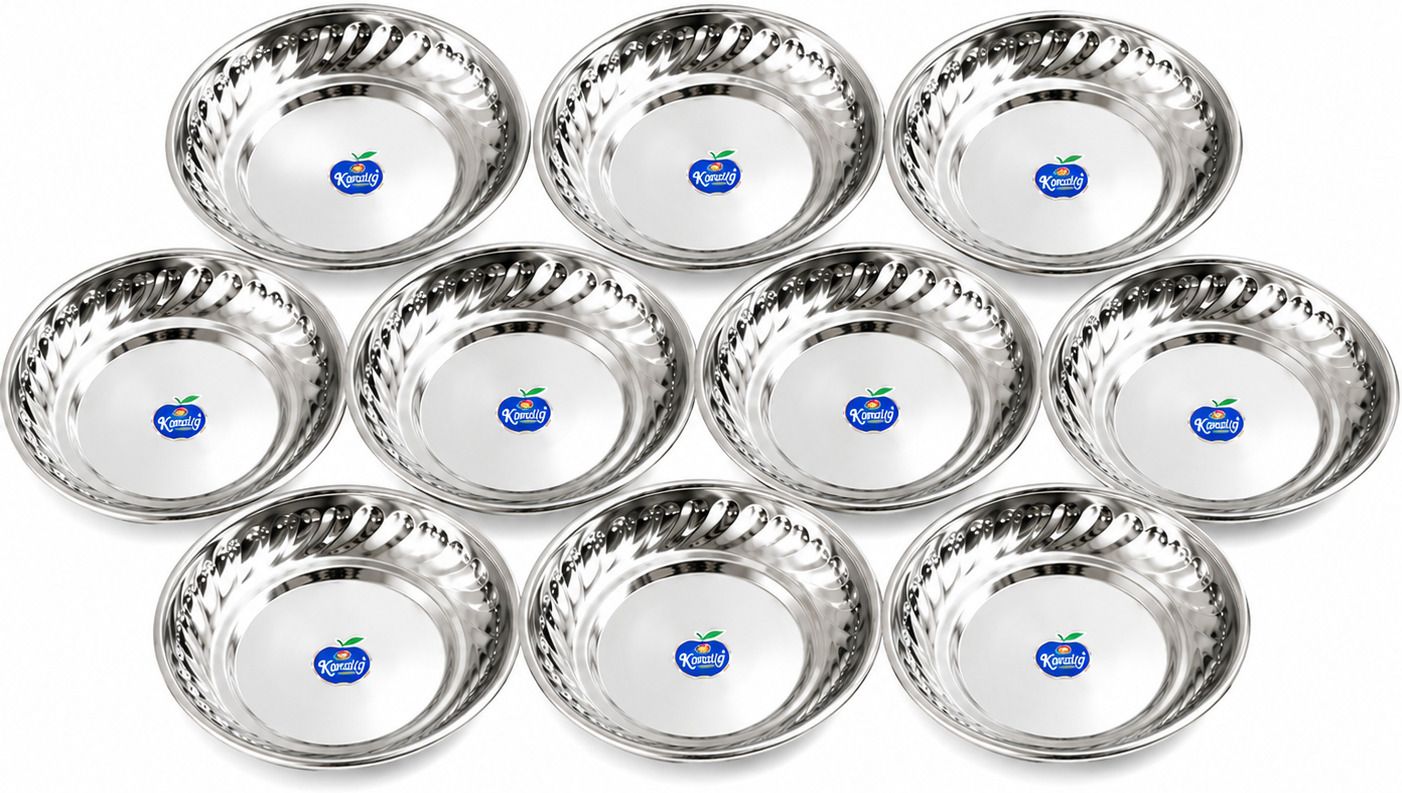 kwi Round Stainless Steel Half Plate 6 Inch Set of 10 Dinner Snack Serving Plate Half Plate-picture-14