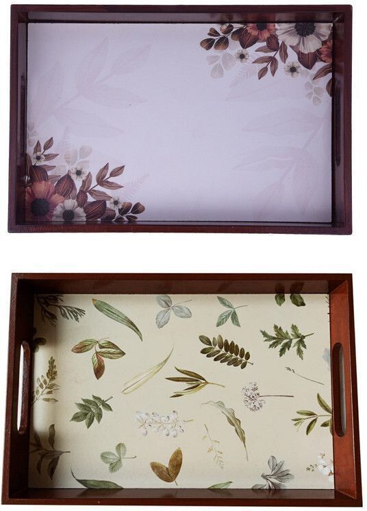 Wooden tray set of 2 with UV print|Serving Tray|Multipurpose Tray|AHS-T1894_N Tray-image-37