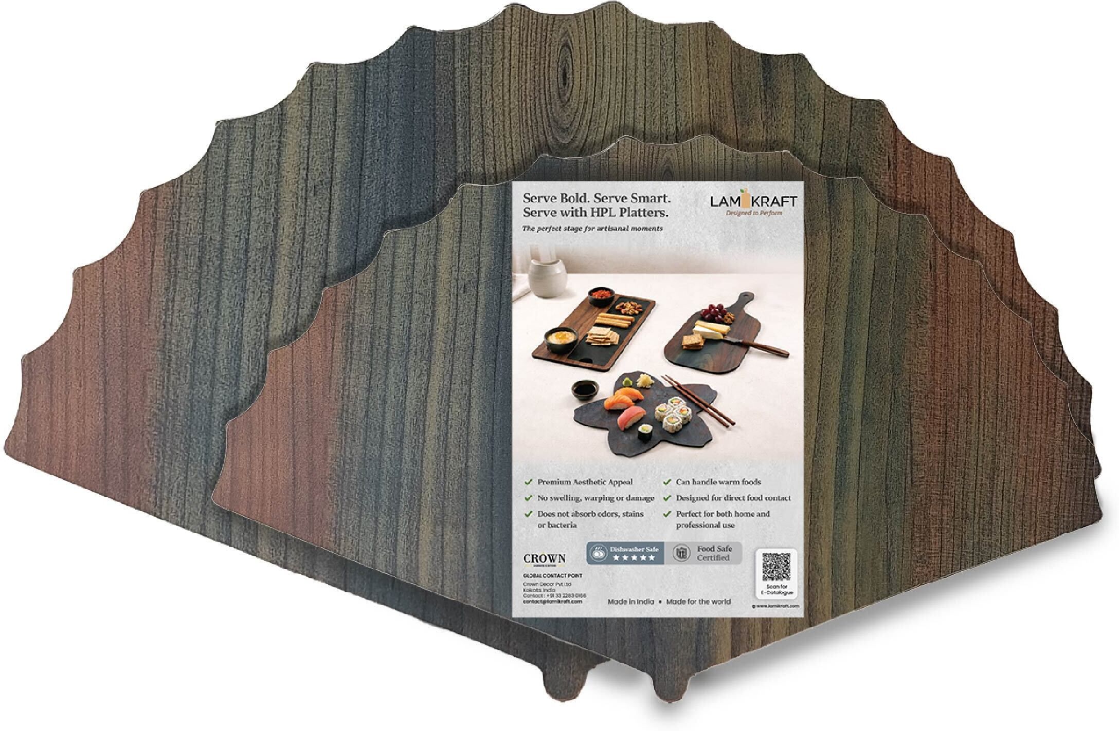 lamikraft Sushi Platters Fan Shaped, HPL Serving Boards | Size - 26 x 40.3cm, 20 x 31cm Tray-picture-35