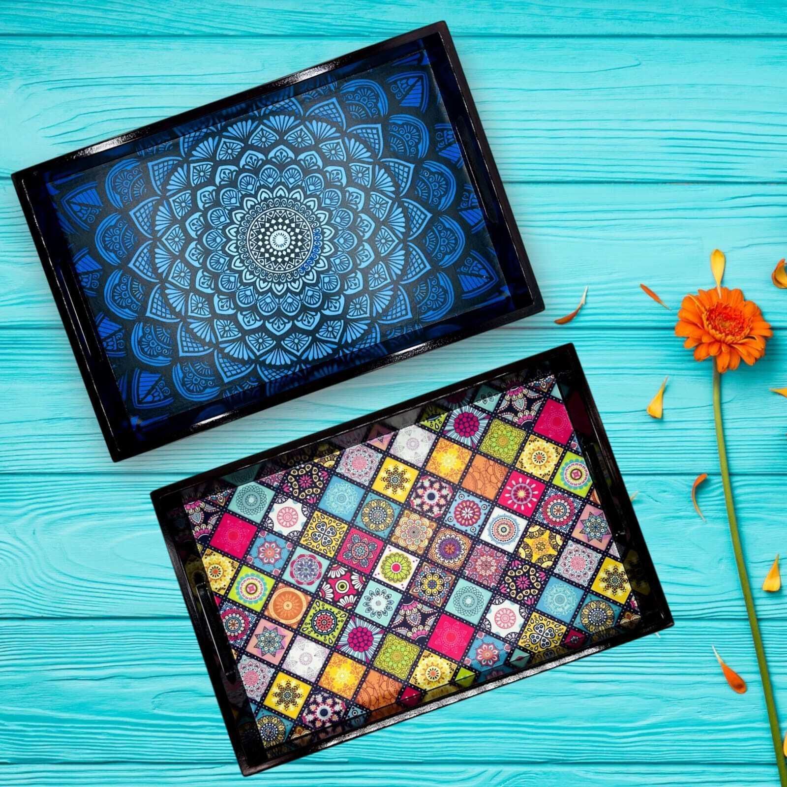 Wooden tray set of 2 Serving Tray|Multipurpose Tray AHS-TRAYAHS0006_1407 Tray-image-15