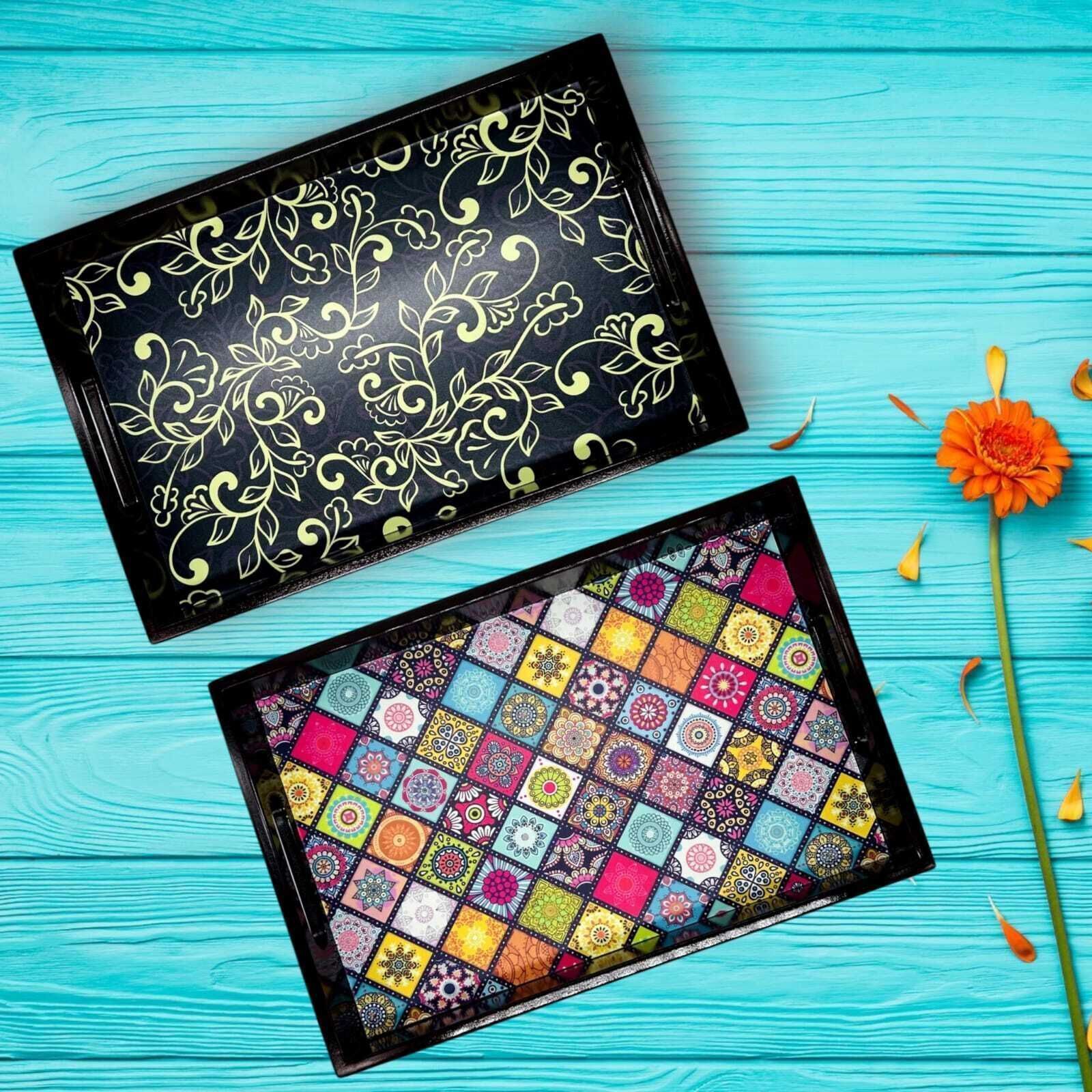 angiira handicrafts Wooden tray set of 2 Serving Tray|Multipurpose Tray AHS-TRAYAHS0001_1128_0121_ Tray-picture-22