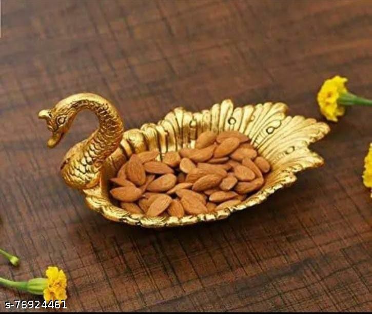 Metal Swan Shape Dry Fruit Tray Duck Bowl for Flower Petal (2 Pcs Set, Gold). Tray-image-39
