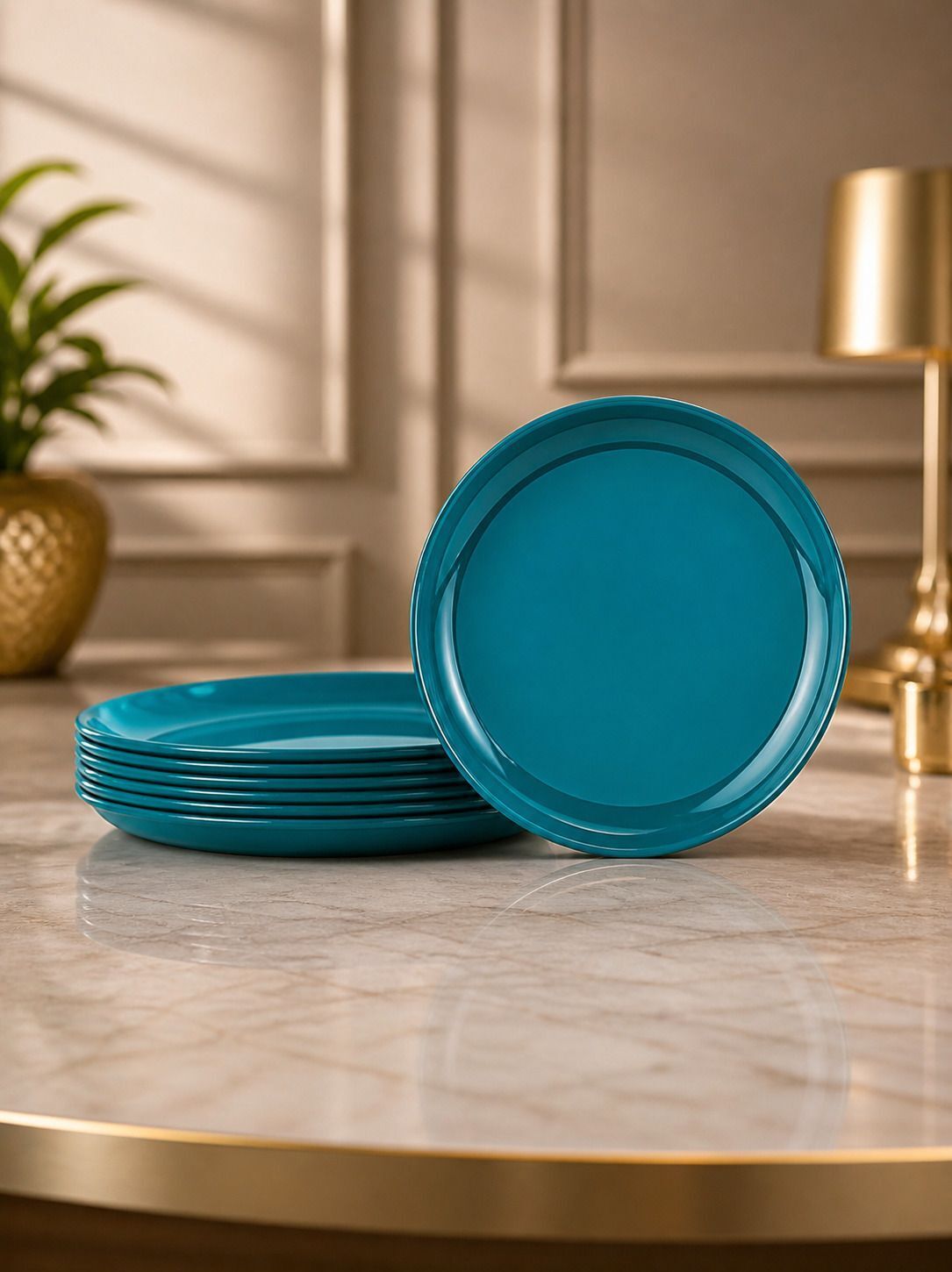 gepenterprises Turquoise 8 Inch Round Plastic Half Plate-picture-32