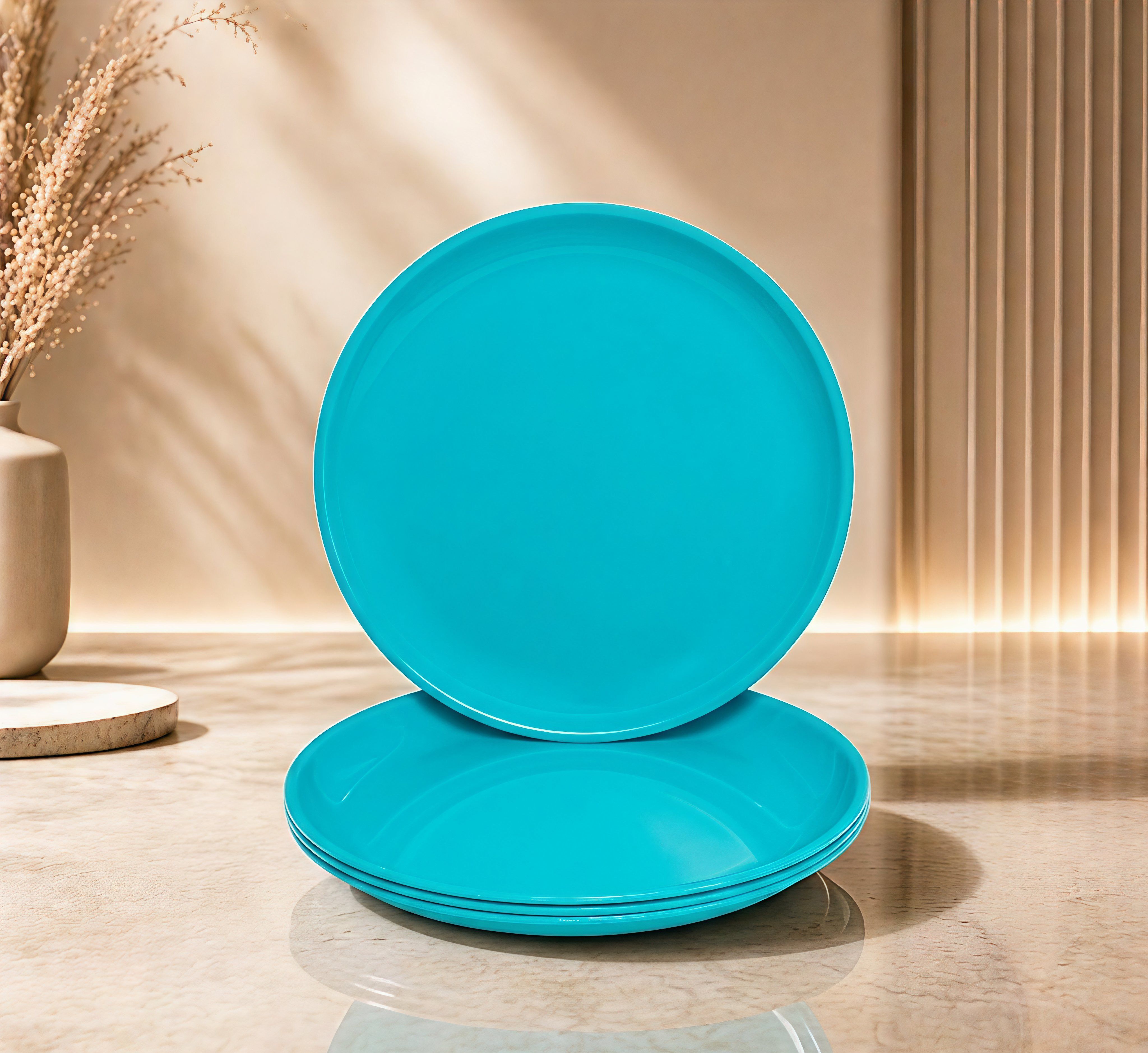gepenterprises Turquoise 11 Inch Round Plastic Dinner Plate-picture-11