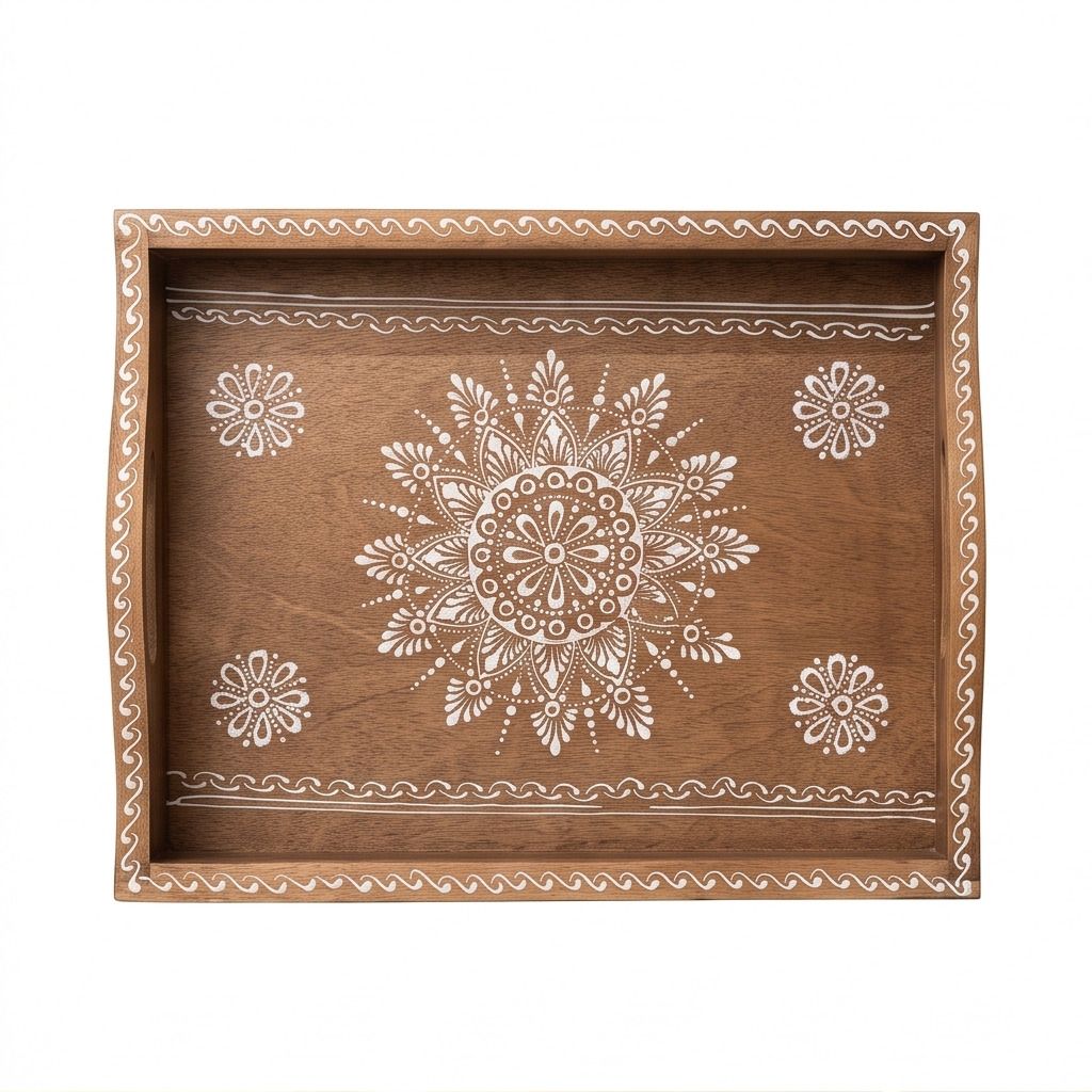 Premium Wooden Serving Tray with Handles for Dining Table Tray-image-34