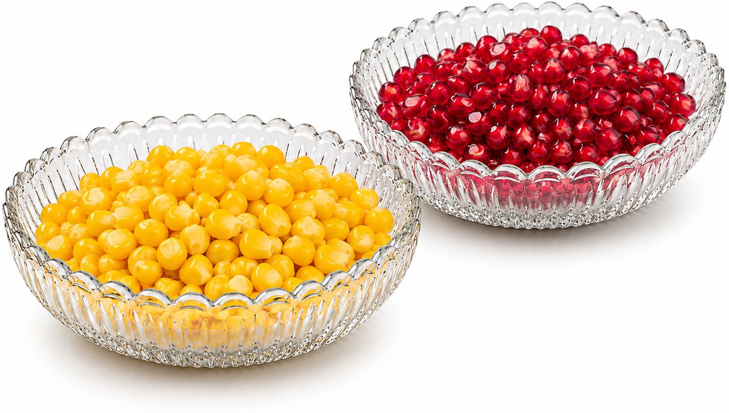 300ml Small Ribbed Serving Dish Set – Versatile Round Glass Plate for Snacks Tray-image-15