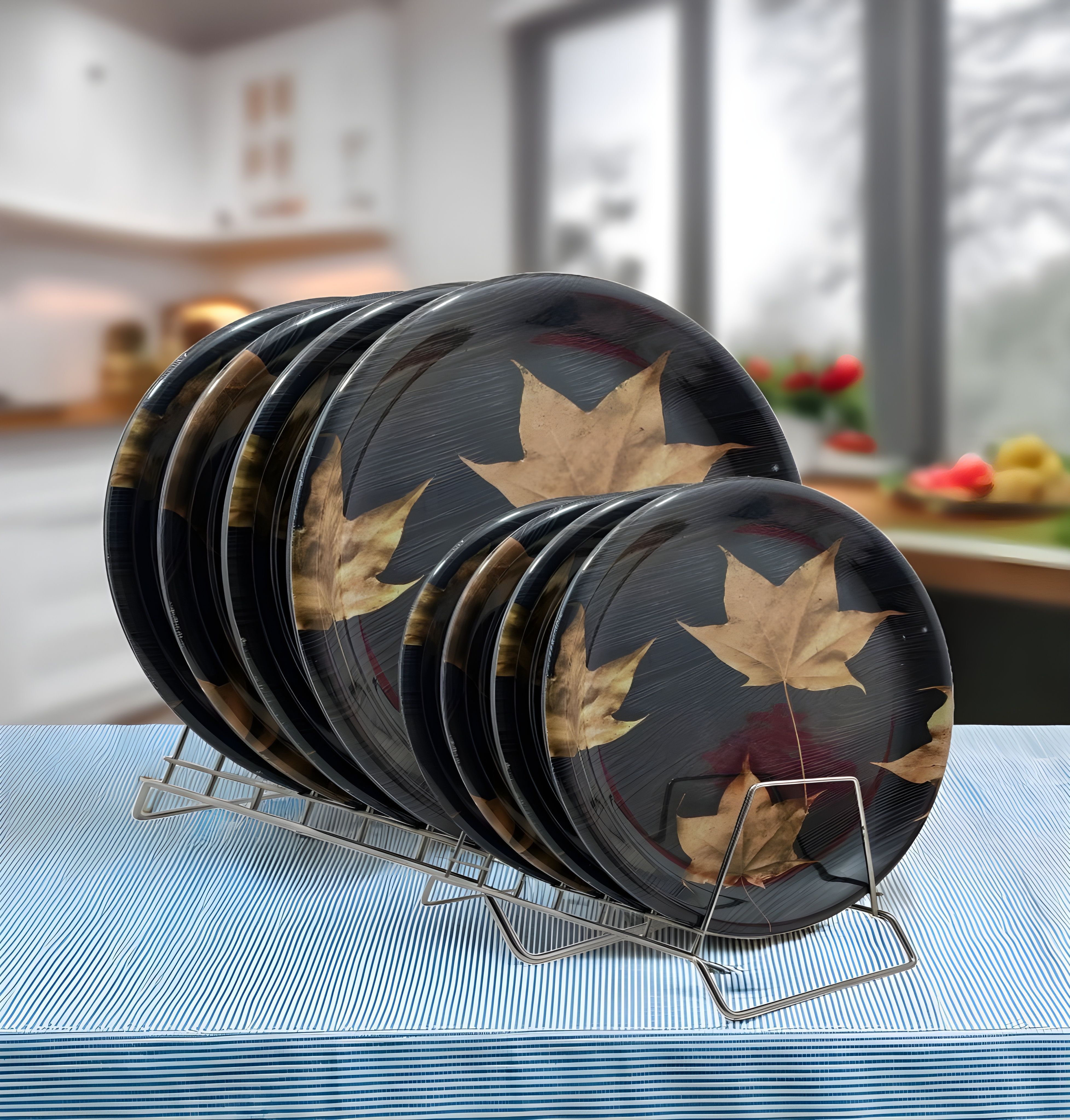 Melamine Dinner Plate Set of 8 (4 Full & 4 Half) - Perfect for Kitchen Dinners Dinner Plate-image-27