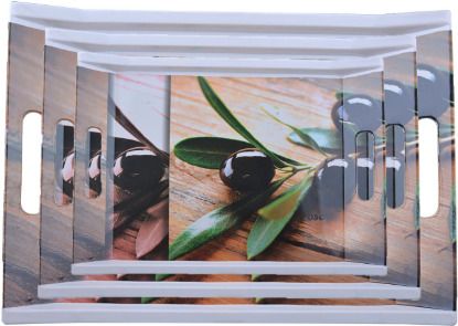 Trendy Olive Leaf Sofia Serving Trays - Set of 3 Tray-image-0