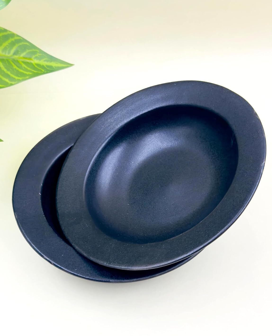 lupaava Ceramic Pasta Plate | black Soup Plate | Snack Plate Rice Plates-picture-22