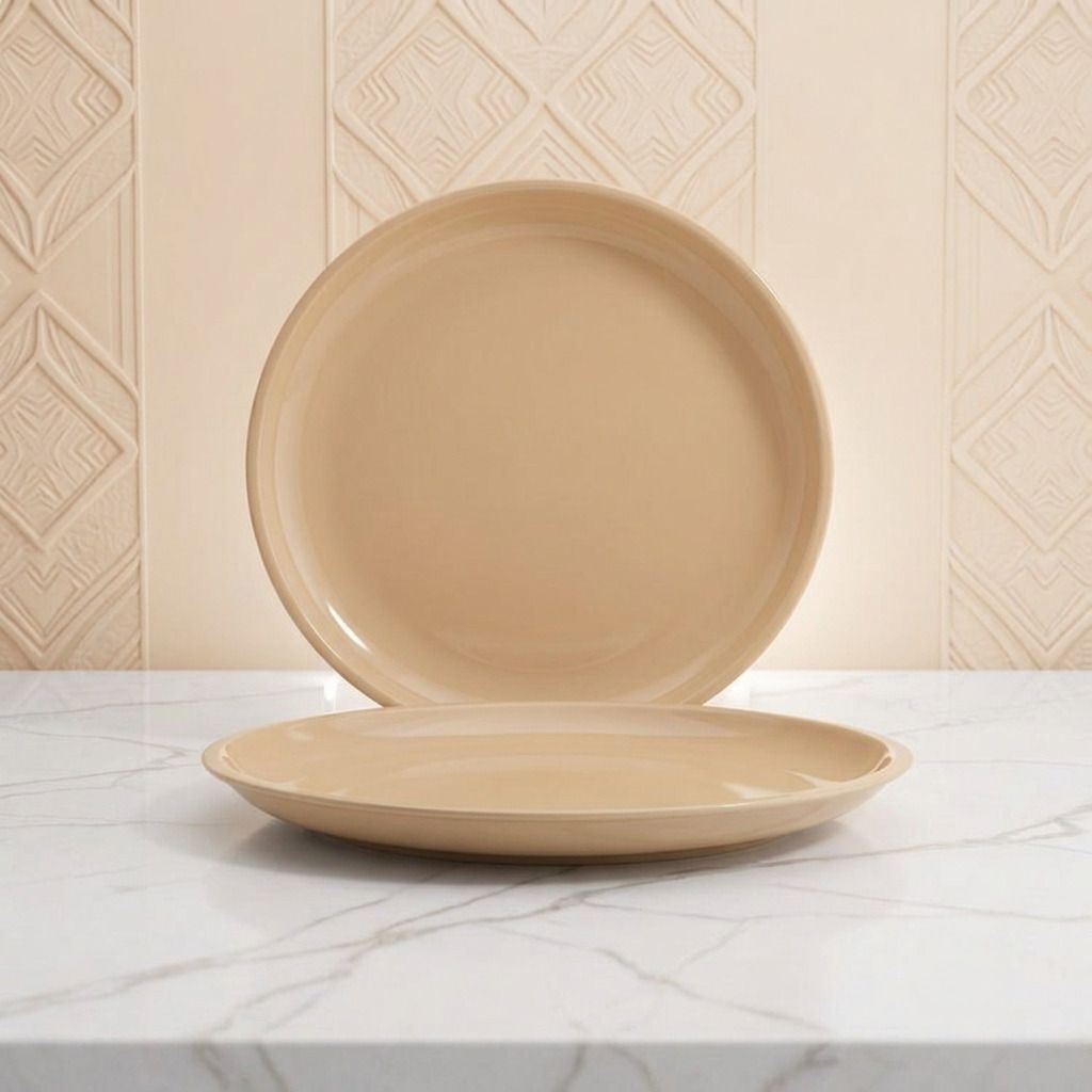 Food Grade Beige Round Plastic Full Plate 11 Inch Dinner Plate-image-20