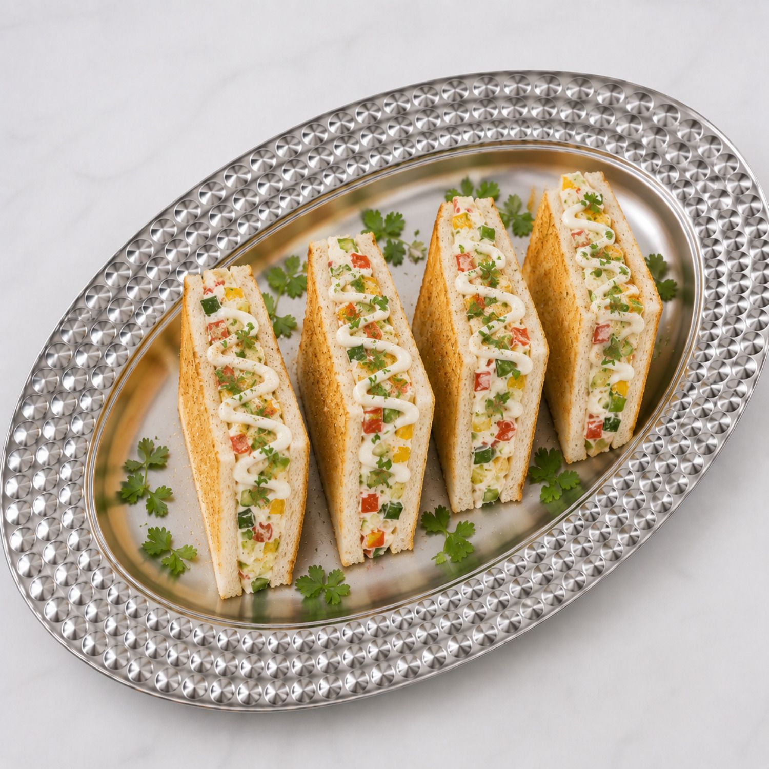 bhajanshree Steel Food Presentation Tray for Home Hotel and Buffet Lunch Dinner Serving Dish Tray-picture-29