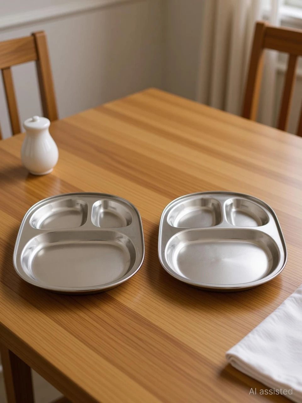 kitchencrash Cuttales steel plate set 2 breakfast lunch Dinner Plate Sectioned Plate-picture-13
