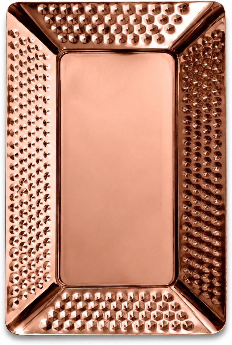 crega Rose Gold Metal Serving Tray for Snacks, Cookies & Dry Fruits Dinner Plate-picture-0