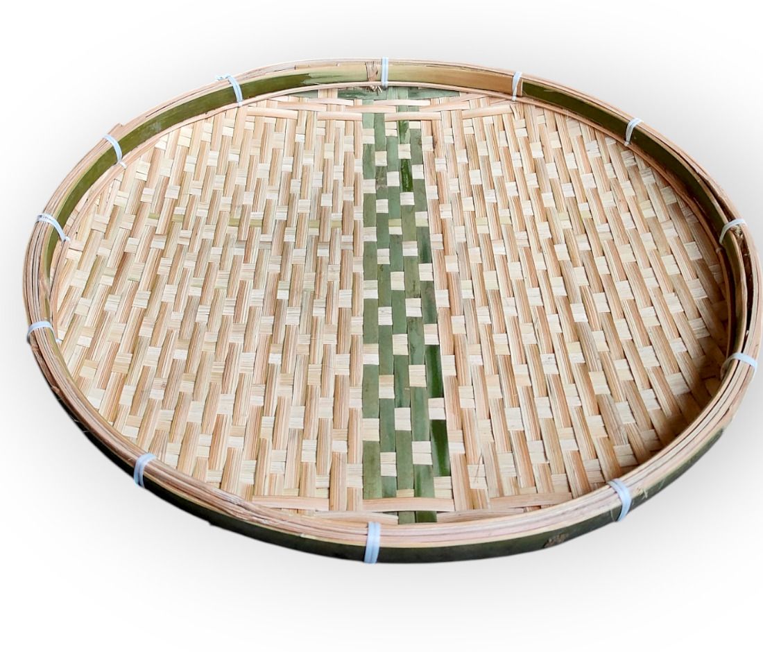 Bamboo 17 Inch Traditional large Size Tray | Made Dagra/Dala Tray-image-1