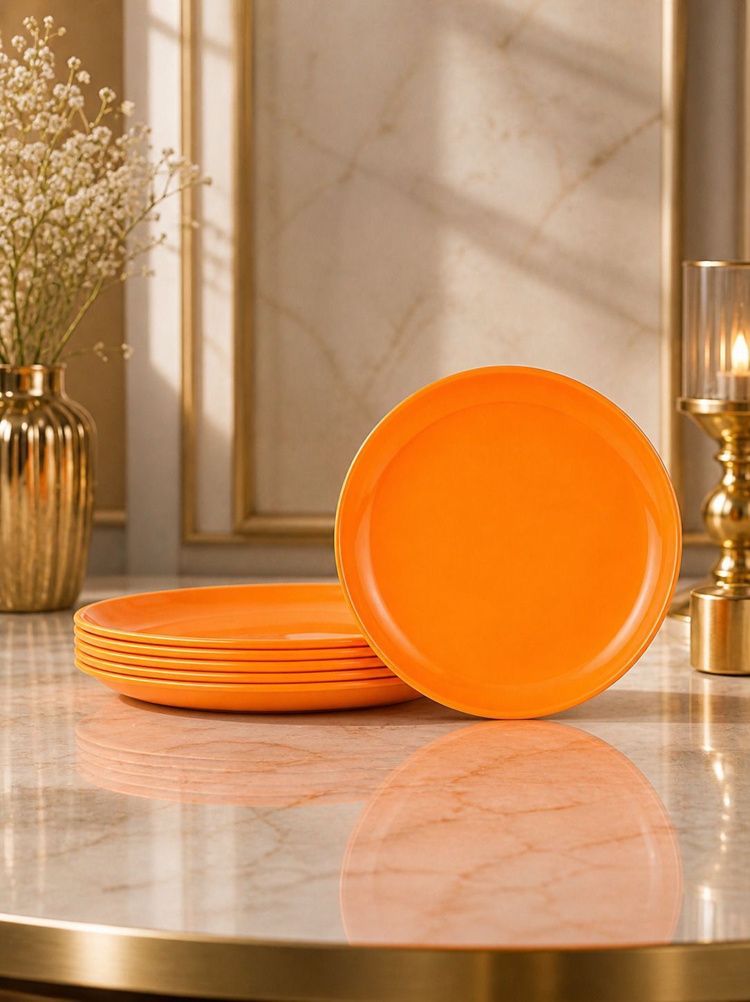 gepenterprises Orange 8 Inch Round Plastic Half Plate-picture-23