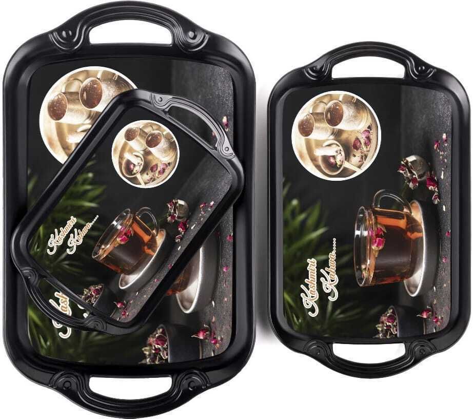 premium Era Serving Tray Set of 3 Honeycomb Design Pure plastic Tray