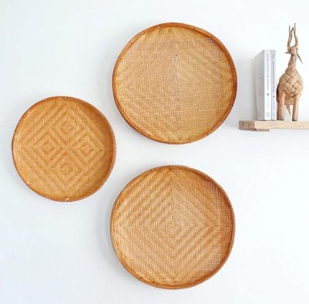 Set of 3 (14''+18"+Chalni) Bamboo Trays for Wall Decor or Kitchen Tray-image-47