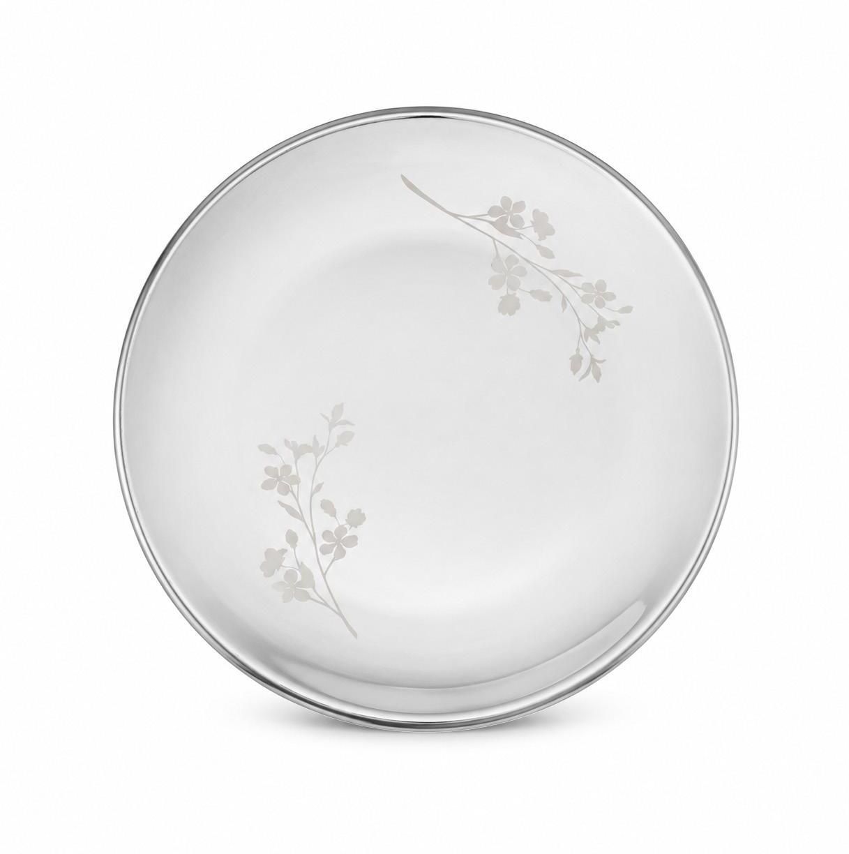 Stainless Steel 8-Inch Microwave Safe Plate Set of 1 Daisy Laser Print Durable Dinner Plate-image-3