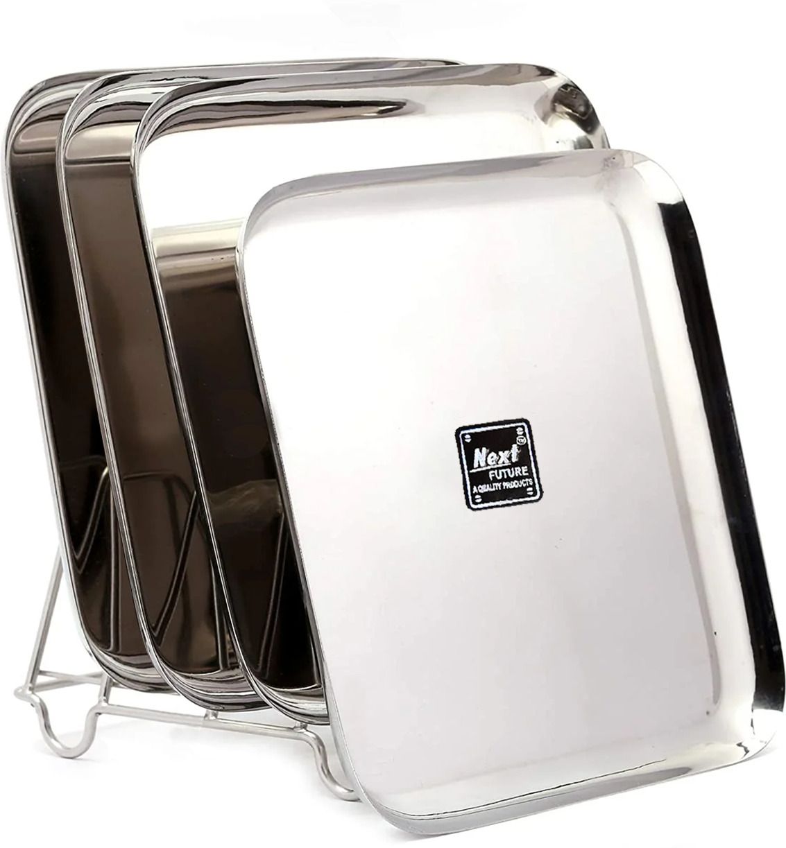 next future 20 Gauge - 23.5 cms - Stainless Steel Plate Set of 4, Nasta Plate, Lunch Plate, Dinner Plate-picture-11