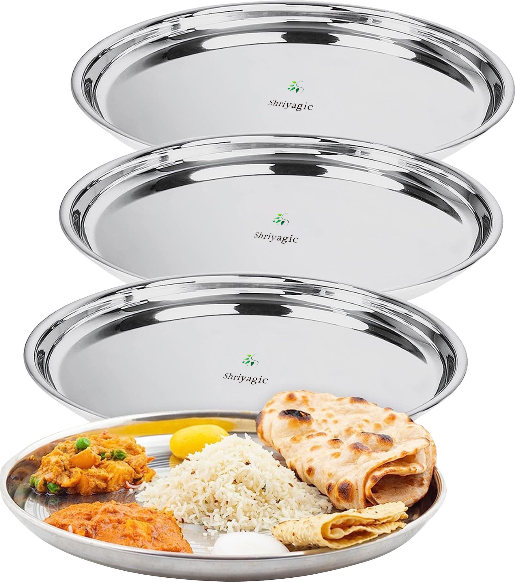 Stainless Steel Dinner Plate Set Of 4 Dinner Plate-image-45