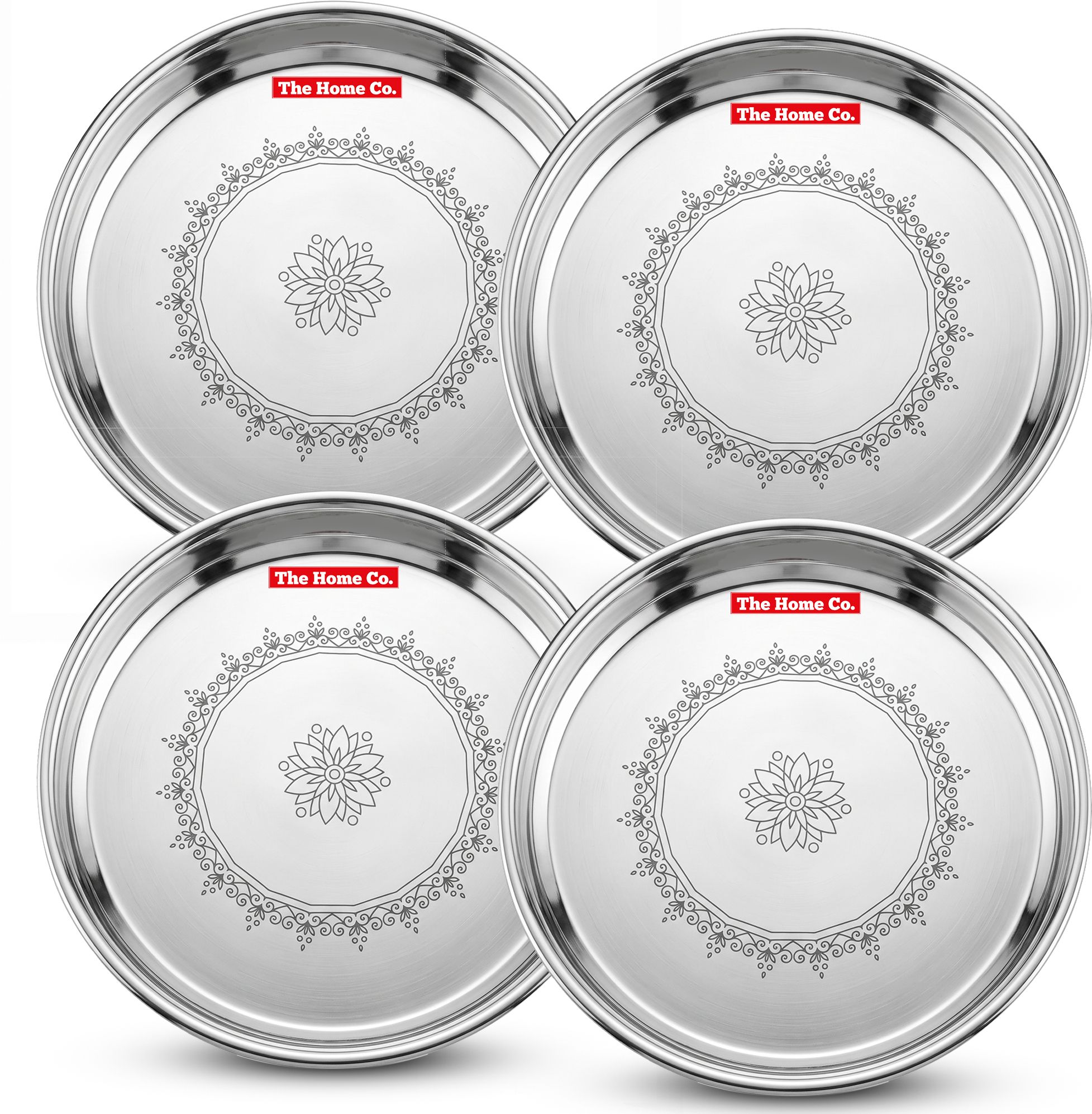 the home co Plate Set Steel Plate Dinner Plates 31.5 cm Pack of 4 Plates for Dinner Dinner Plate-picture-14