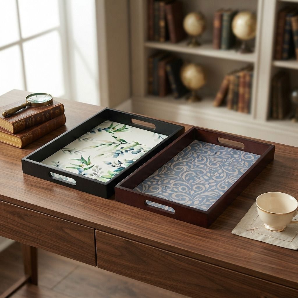 angira handicrafts Elegent Wooden serving tray AHS-4SER.TRAY21 Chip & Dip Tray-picture-40