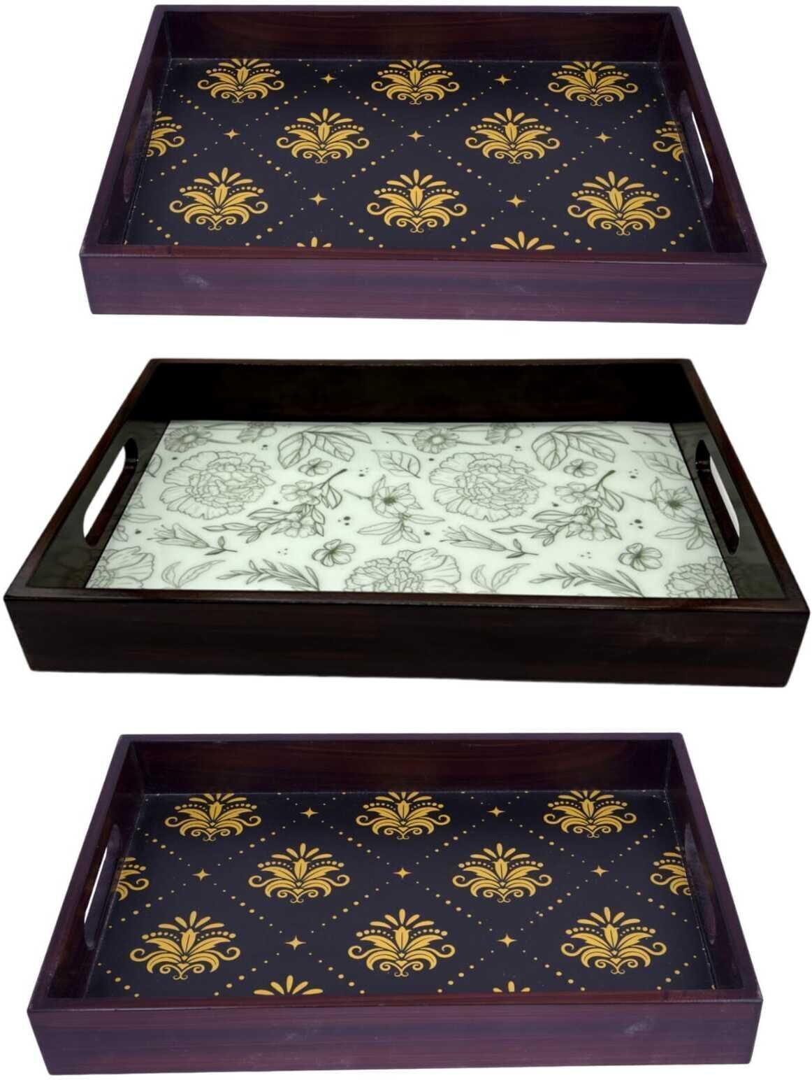 Wooden Tray set of 3 for serving Tea/coffee/snacks AHS-TRAY116_1310 H130_0714 Tray-image-37