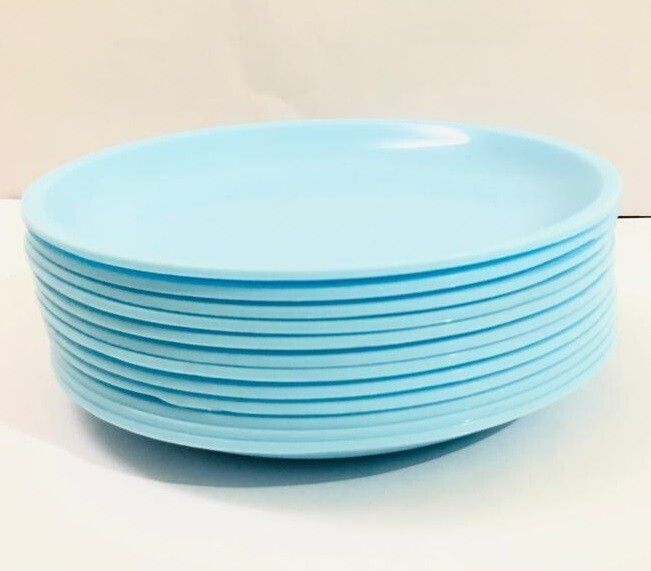 Dishwasher Safe High Glaze BPA Free Microwave Safe and Unbreakable Round Plastic Half Plates (Set of 9) 7.5 Inches , Aqua blue For Home and Restaurant Buffet Parties Picnic Half Plate-image-9