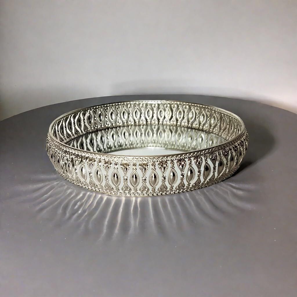 Round Mini German Silver Tray | Silver Plated Tray